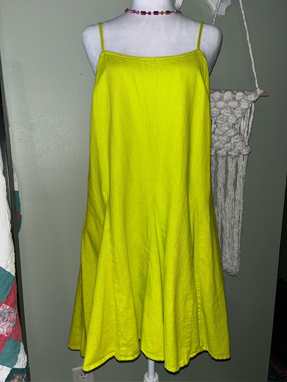 Bright Lemon/lime Backless Dress with Spaghetti Straps